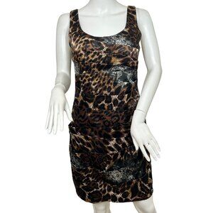 Bisou Bisou Dress 4 Mini Animal Print Brown Grey Sleeveless Party Occasion Gift